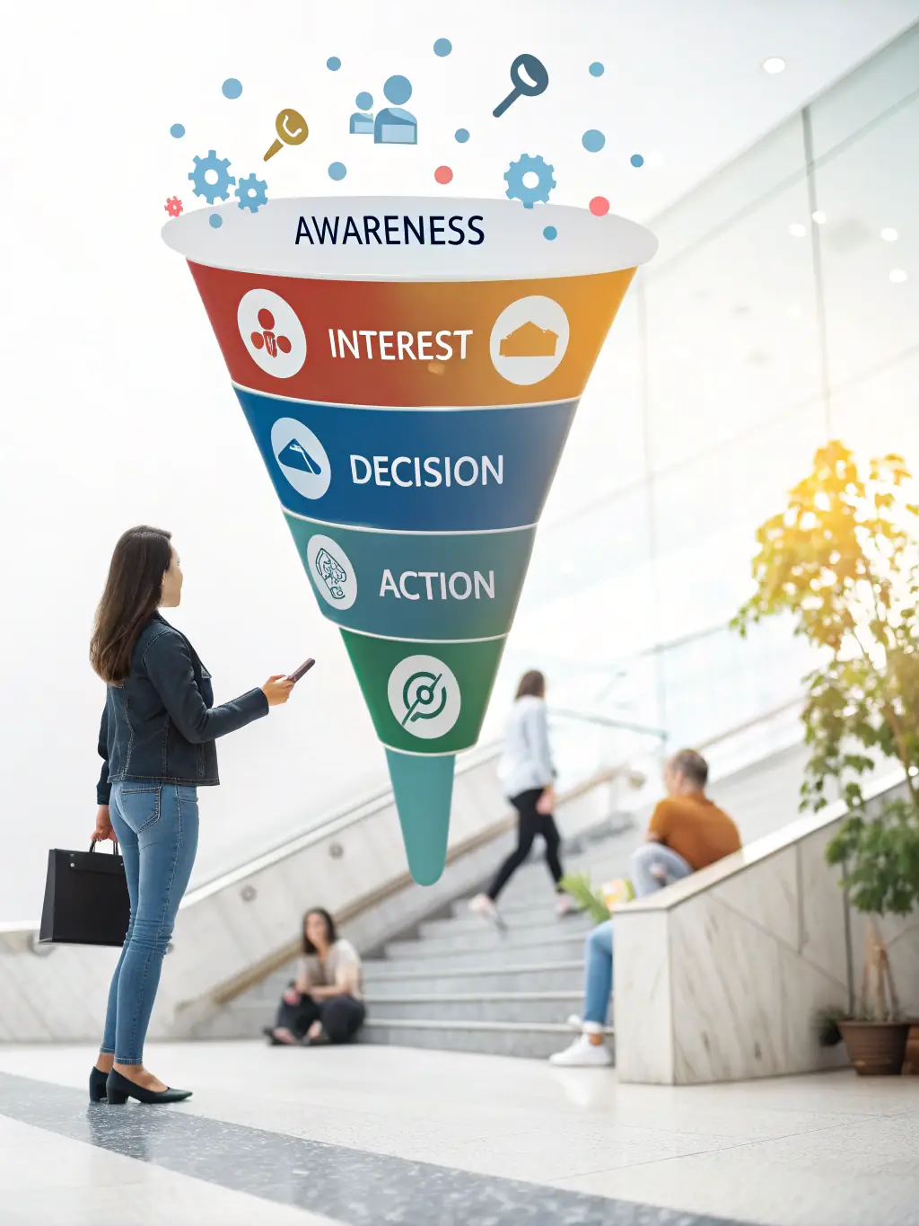 An illustration depicting a well-structured sales funnel, highlighting the journey from initial lead capture to a booked appointment, representing Lili Global's funnel strategy.